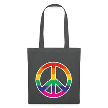 Indlæs billede til gallerivisning Jutebeutel mit Peace-Zeichen in Regenbogenfarben - Graphite
