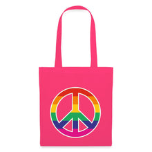Indlæs billede til gallerivisning Jutebeutel mit Peace-Zeichen in Regenbogenfarben - Azalea
