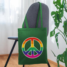 Indlæs billede til gallerivisning Jutebeutel mit Peace-Zeichen in Regenbogenfarben - Fichte
