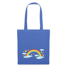 Załaduj obraz do przeglądarki galerii, Stoffbeutel mit buntem Regenbogen, weißen Wolken und gelben Sternen als Motiv
