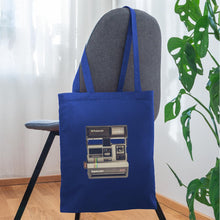 Carregar imagem no visualizador da galeria, Jutebeutel mit Vintage Kamera - Royalblau
