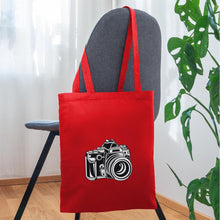 Carregar imagem no visualizador da galeria, Retro Jutebeutel mit Spiegelreflex-Kamera - Rot
