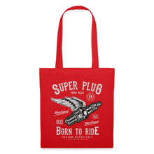Lataa kuva Galleria-katseluun, Stoffbeutel Vintage Super Plug Born to Ride - Rot
