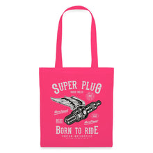 Lataa kuva Galleria-katseluun, Stoffbeutel Vintage Super Plug Born to Ride - Azalea
