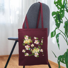 Lataa kuva Galleria-katseluun, Stoffbeutel mit Blumen - Burgunderrot
