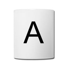 Ladda upp bild till gallerivisning, Weiße Tasse mit großem schwarzem Buchstaben A als Monogramm-Initiale
