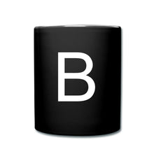Ladda upp bild till gallerivisning, Schwarze Tasse mit großem weißem Buchstaben B im Design-Stil
