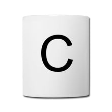 Ladda upp bild till gallerivisning, Weiße Tasse mit schwarzem Monogramm-Buchstaben C in Serifenschrift
