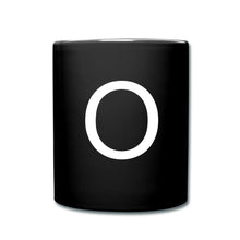 Carregar imagem no visualizador da galeria, Schwarze Tasse mit großem weißem Buchstaben O als Initiale und Monogramm
