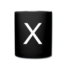 Carregar imagem no visualizador da galeria, Schwarze Tasse mit großem weißem Buchstaben X als Monogramm-Initial
