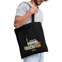 Ladda upp bild till gallerivisning, Jutebeutel Berlin mit Fernsehturm und Brandenburger Tor - Schwarz
