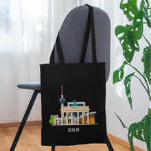 Ladda upp bild till gallerivisning, Jutebeutel Berlin mit Fernsehturm und Brandenburger Tor - Schwarz
