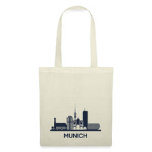 Indlæs billede til gallerivisning Stoffbeutel mit München-Skyline und Schriftzug MUNICH, Frauenkirche und Olympiaturm
