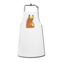 Carica l'immagine nel visualizzatore di Gallery, Weiße Kinderschürze mit gezeichnetem Pferdekopf, Fuchs mit heller Mähne
