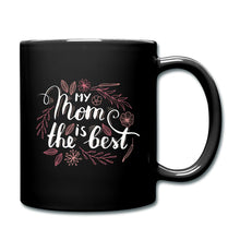 Lataa kuva Galleria-katseluun, Schwarze Tasse mit Spruch "My Mom is the best" und rosa Blüten
