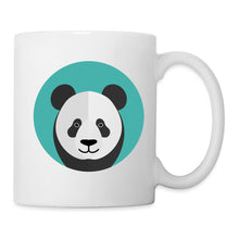 Carica l'immagine nel visualizzatore di Gallery, Weiße Tasse mit niedlichem Panda-Gesicht im türkisen Kreis, ohne Text

