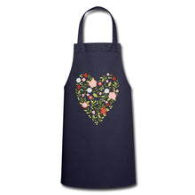 Carica l'immagine nel visualizzatore di Gallery, Schürze mit Blumen und Herz - Navy
