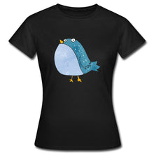 Lataa kuva Galleria-katseluun, Frauen T-Shirt mit süßem Vogel - Schwarz
