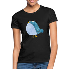 Lataa kuva Galleria-katseluun, Frauen T-Shirt mit süßem Vogel - Schwarz
