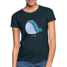 Lataa kuva Galleria-katseluun, Frauen T-Shirt mit süßem Vogel - Navy
