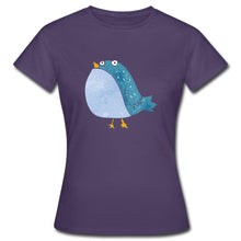 Lataa kuva Galleria-katseluun, Frauen T-Shirt mit süßem Vogel - Dunkellila
