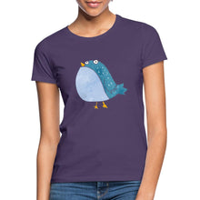Lataa kuva Galleria-katseluun, Frauen T-Shirt mit süßem Vogel - Dunkellila

