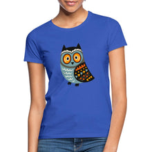 Indlæs billede til gallerivisning Frauen T-Shirt mit Eule - Royalblau
