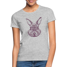 Ladda upp bild till gallerivisning, Frauen T-Shirt mit Hase - Grau meliert
