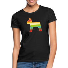 Carica l'immagine nel visualizzatore di Gallery, Frauen T-Shirt mit Pferd - Schwarz
