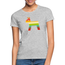 Carica l'immagine nel visualizzatore di Gallery, Frauen T-Shirt mit Pferd - Grau meliert
