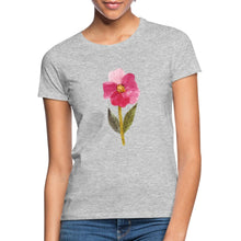 Carregar imagem no visualizador da galeria, Frauen T-Shirt - blühende Blume - Grau meliert
