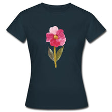 Carregar imagem no visualizador da galeria, Frauen T-Shirt - blühende Blume - Navy
