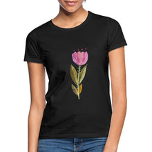 Afbeelding in Gallery-weergave laden, Frauen T-Shirt - Blume - Schwarz
