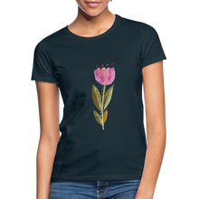 Afbeelding in Gallery-weergave laden, Frauen T-Shirt - Blume - Navy
