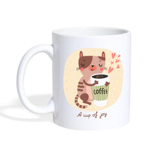 Indlæs billede til gallerivisning Katzentasse - Katze mit Kaffee und Herzen - white
