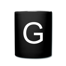 Charger l'image dans la galerie, Schwarze Tasse mit weißem Buchstaben G, Monogramm-Initiale als personalisierbares Geschenk

