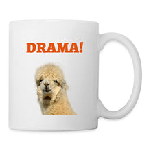 Lataa kuva Galleria-katseluun, Lama-Tasse mit zerzaustem Alpaka und orangefarbenem Spruch DRAMA!
