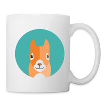 Carregar imagem no visualizador da galeria, Weiße Tasse mit niedlichem Eichhörnchen-Kopf im türkisen Kreis, ohne Spruch
